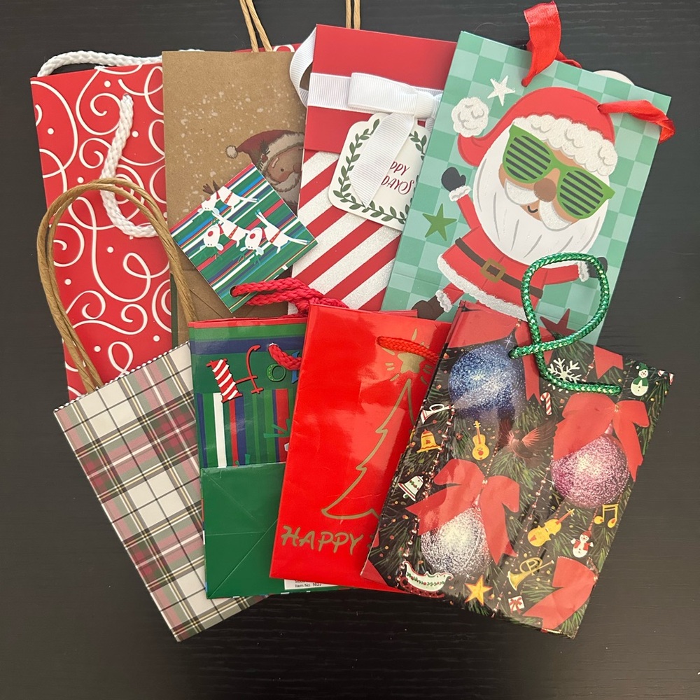 Festive Christmas Gift Bags Set - set of 19 various sizes